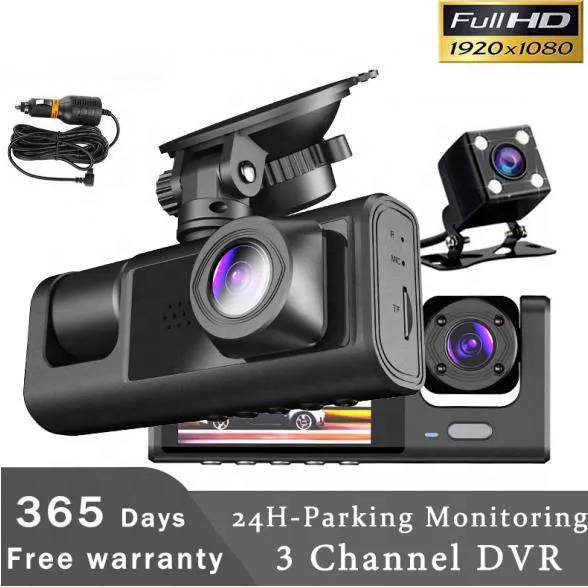 3 Channels Car Black Box Wi-Fi Dash Cam 1080P Full Hd